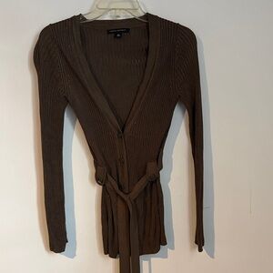 Banana Republic olive green Ribbed V-Neck Tie-Waist Cardigan